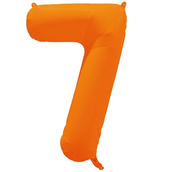 7 Jaar Cijfer Ballon Neon Oranje Leeg 86cm