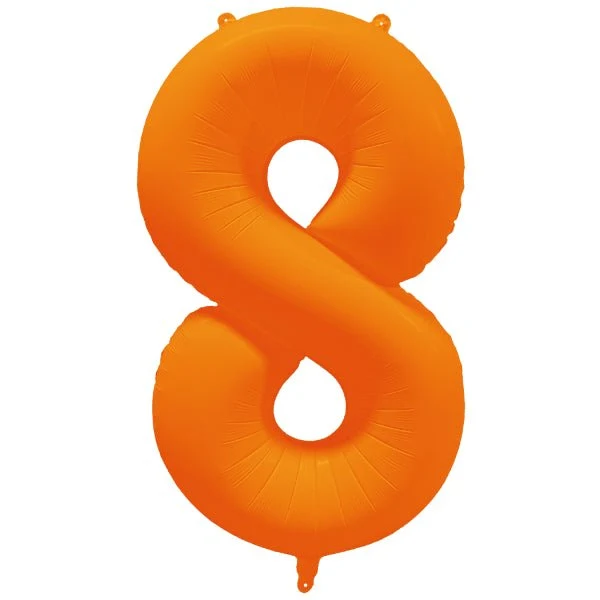 8 Jaar Cijfer Ballon Neon Oranje Leeg 86cm