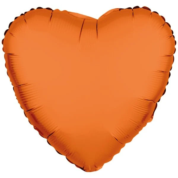 Hart Folie Ballon Neon Oranje Leeg 43cm