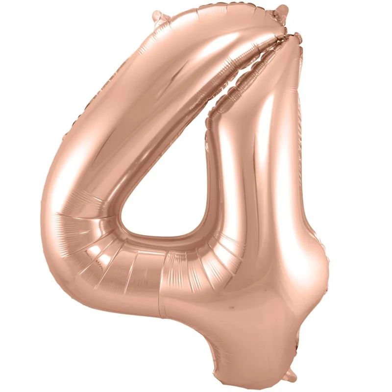 4 Jaar Cijfer Ballon Rose Goud Glans Leeg 86cm