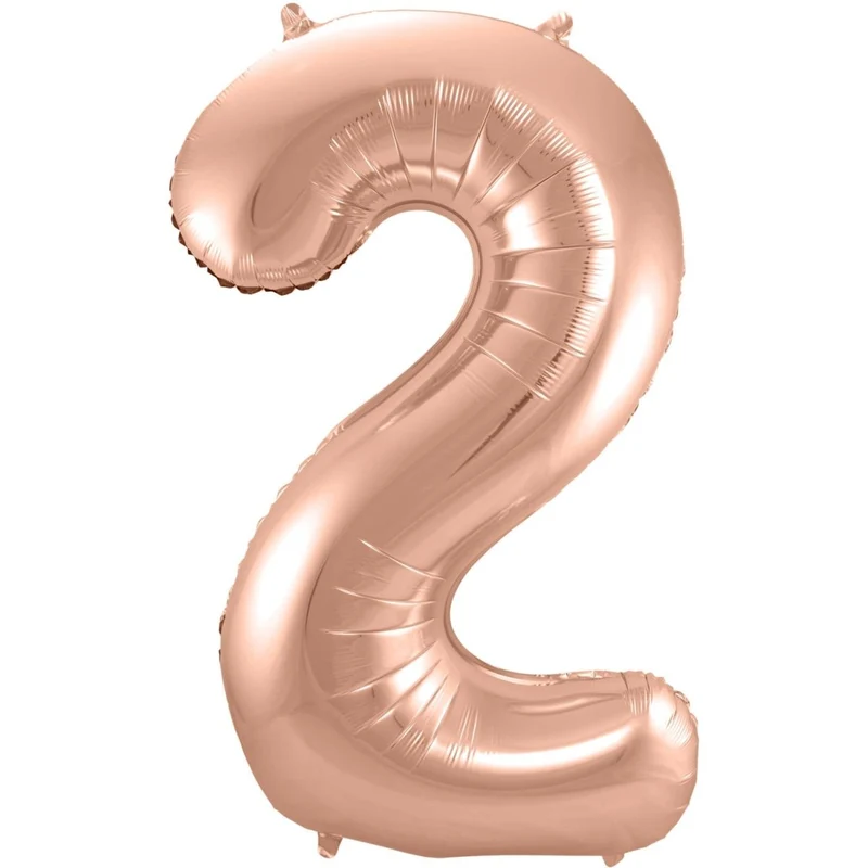 2 Jaar Cijfer Ballon Rose Goud Glans Leeg 86cm
