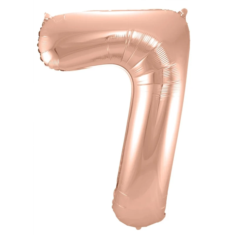 7 Jaar Cijfer Ballon Rose Goud Glans Leeg 86cm