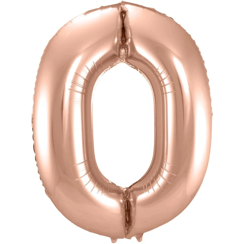 0 Jaar Cijfer Ballon Rose Goud Glans Leeg 86cm