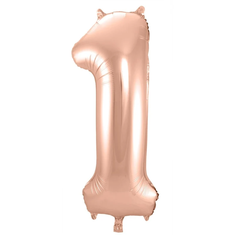1 Jaar Cijfer Ballon Rose Goud Glans Leeg 86cm