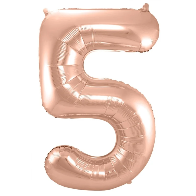 5 Jaar Cijfer Ballon Rose Goud Glans Leeg 86cm