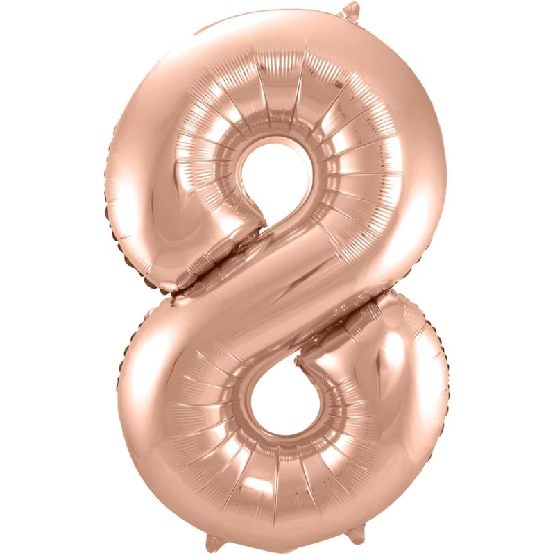 8 Jaar Cijfer Ballon Rose Goud Glans Leeg 86cm