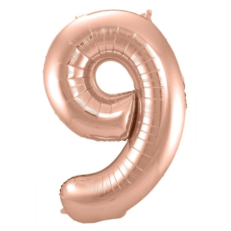 9 Jaar Cijfer Ballon Rose Goud Glans Leeg 86cm