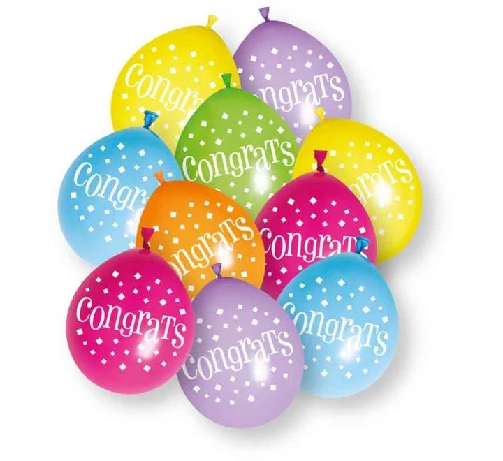 Congrats Ballonnen Gekleurd Confetti 23cm 10st