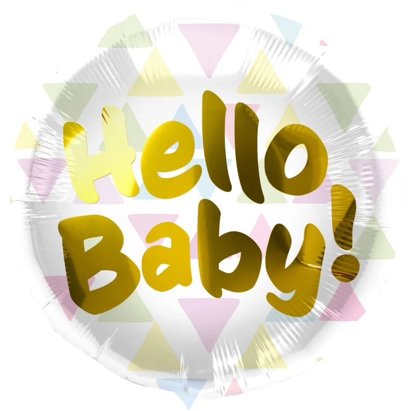 Hello Baby Helium Ballon Gekleurd Leeg 45cm