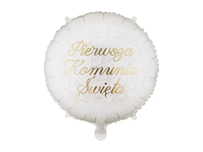 Goud Witte Folie Ballon Met Bloemen Print Pierwsza Komunia Świeta Leeg 35cm
