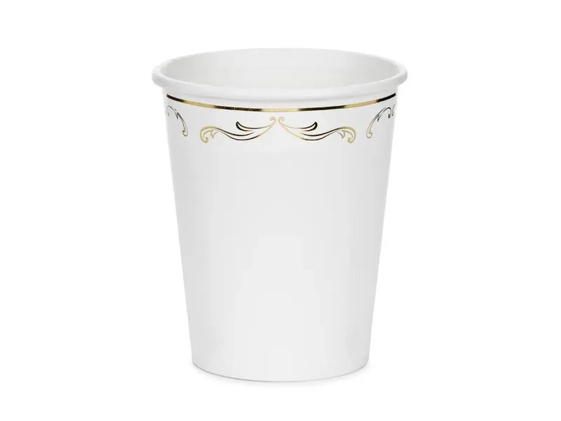 Witte Bekers Met Ornament 220ml 6st