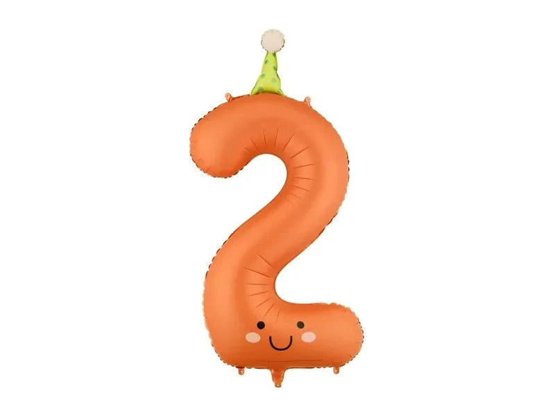 2 Jaar Cijfer Ballon Oranje Leeg 86cm