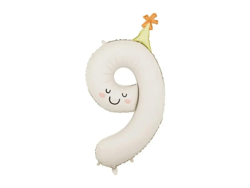 9 Jaar Cijfer Ballon Beige Leeg 86cm