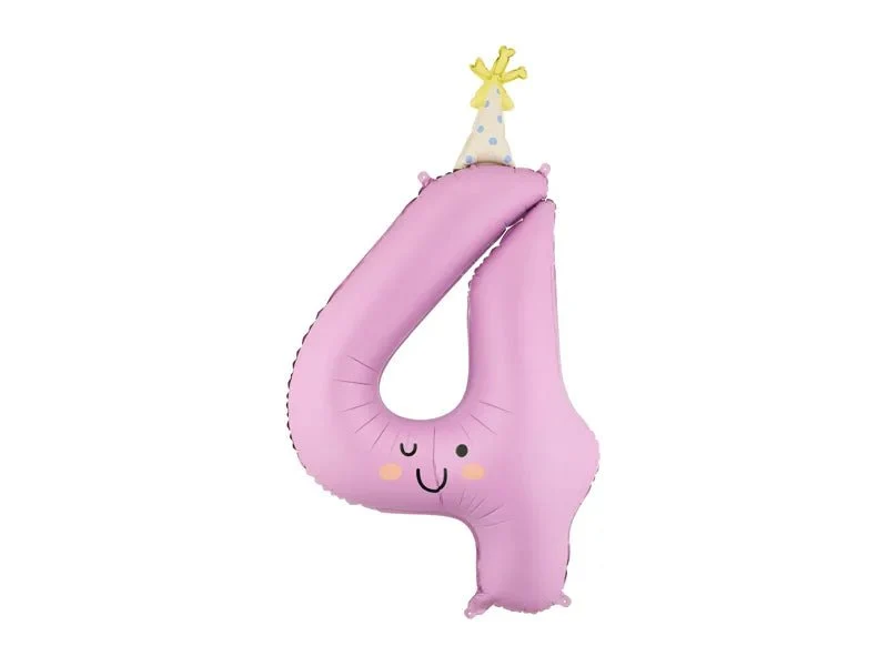 4 Jaar Cijfer Ballon Lavendel Leeg 86cm