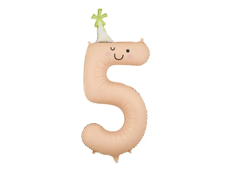 5 Jaar Cijfer Ballon Perzikkleur Leeg 86cm