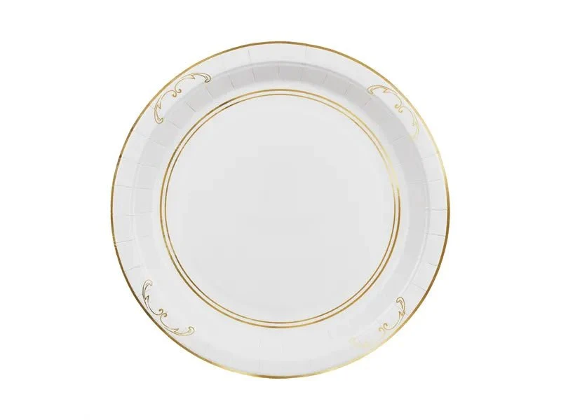 Witte Borden Met Ornament 23cm 6st