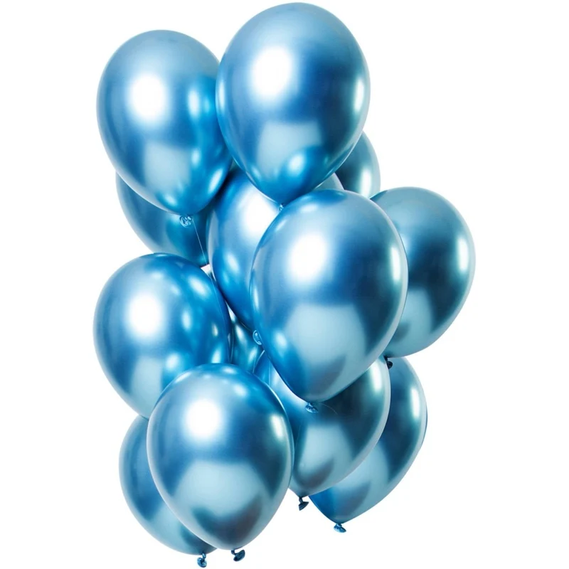 Blauwe Ballonnen Mirror Effect 33cm 12st
