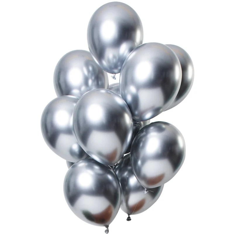 Zilveren Ballonnen Mirror Effect 33cm 12st