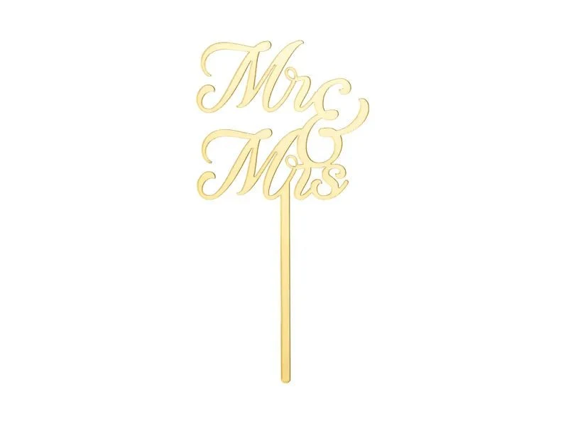 Goud Taarttopper Mr & Mrs 16,5cm
