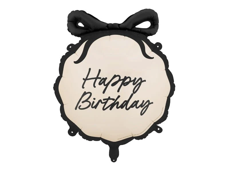 Happy Birthday Folie Ballon Zwart Creme Leeg 45cm