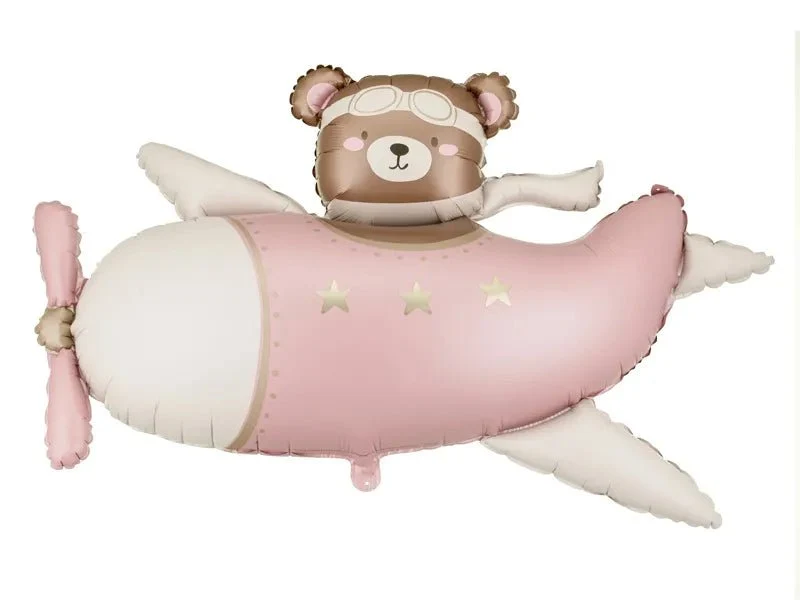 Beer Folie Ballon Bruin Roze In Het Vliegtuig Leeg 94cm