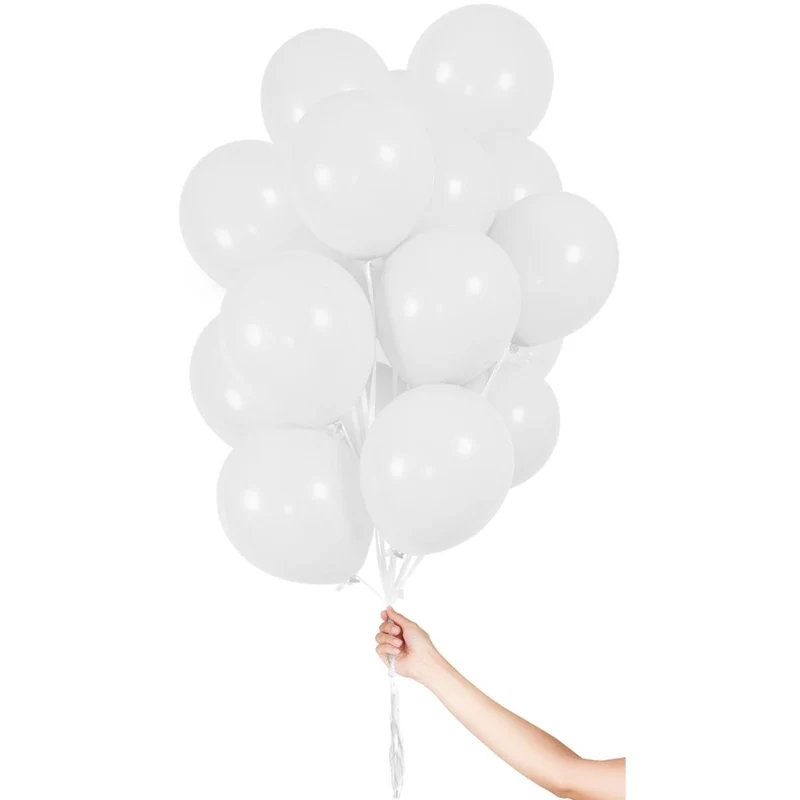 Witte Ballonnen Met Lint 23cm 30st