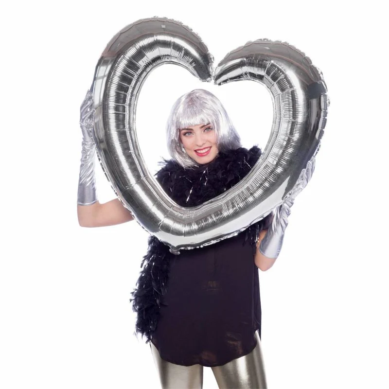 Hart Ballon Zilver Folie 80cm