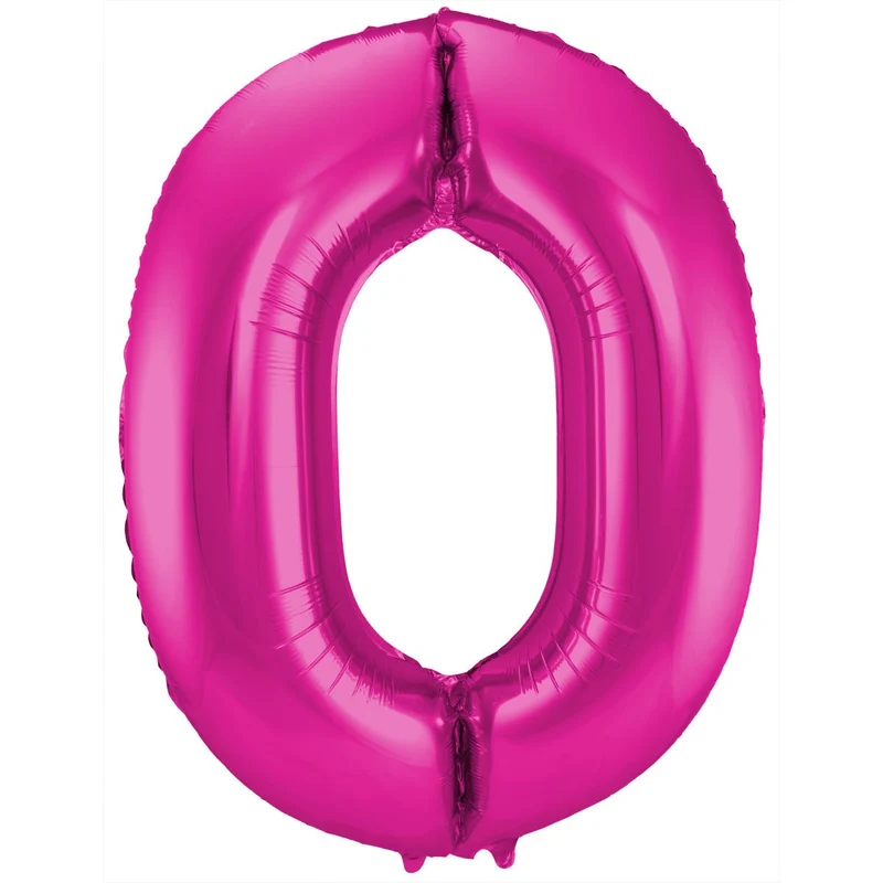Folie Ballon Cijfer 0 Fuchsia Metallic XL 86cm leeg