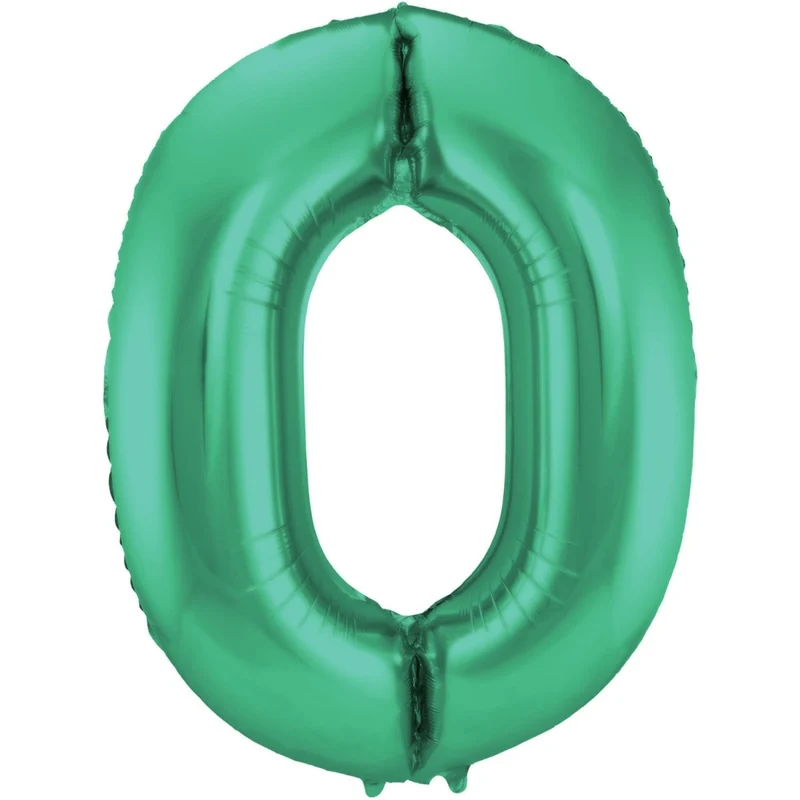 Folie Ballon Cijfer 0 Mat Groen XL 86cm leeg