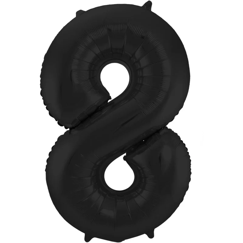 Folie Ballon Cijfer 8 Mat Zwart XL 86cm leeg