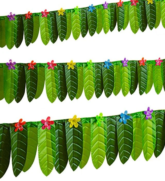 Tafelrandversiering Tropical Met Bananenblad 2,75 M