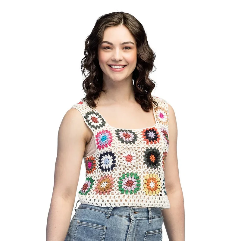 Bloemen Top Dames Gehaakt