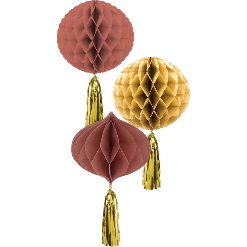 Goud Roze Honeycomb 30cm 3st