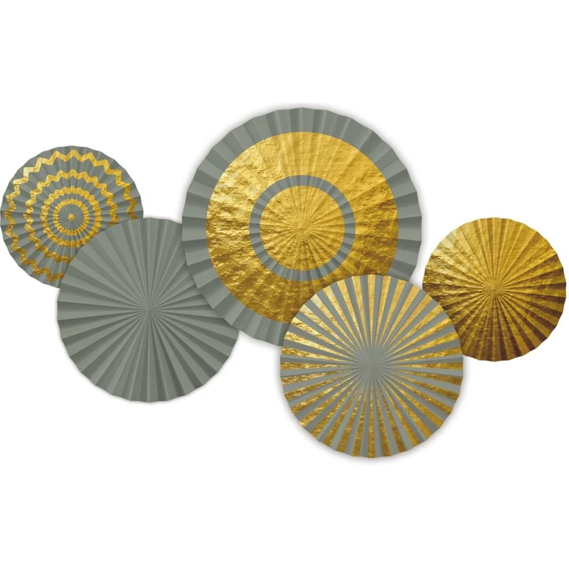 Gouden Papieren Waaiers 15cm 5st