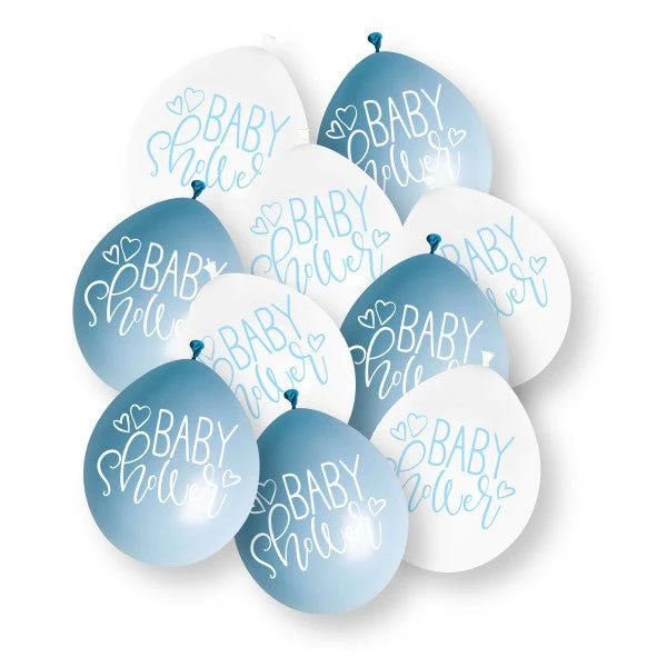 Babyshower Ballonnen Blauw Wit 23cm 10st