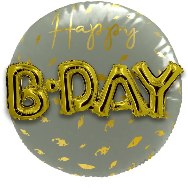 Happy Birthday Folie Ballon Groen Goud 3D Leeg 56cm