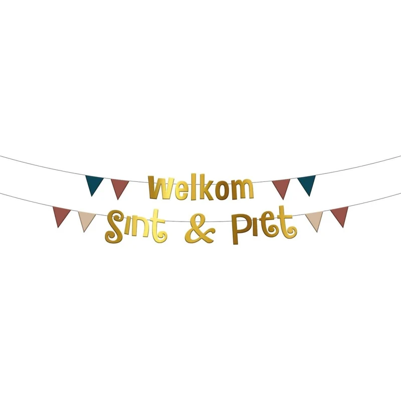 Gouden Letterslinger Welkom Sint & Piet 2m 2st