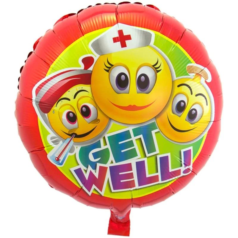 Get Well Soon Folie Ballon Smiley Leeg 45cm