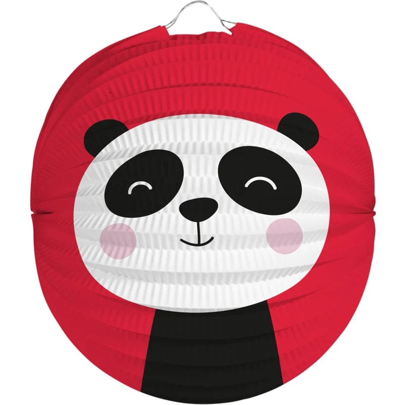 Panda Lampion Rood Wit Zwart 22cm