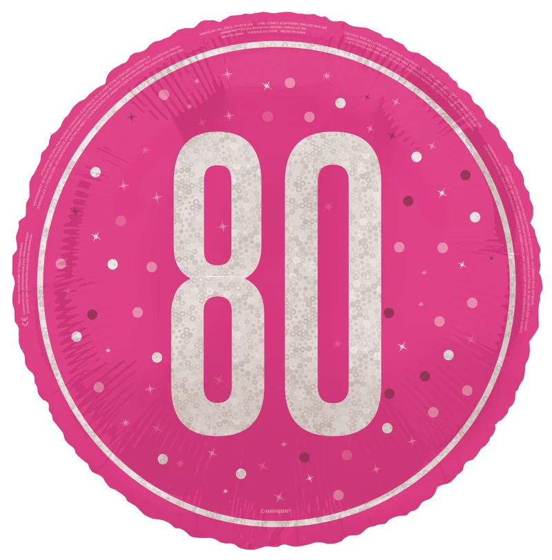 80 Jaar Helium Ballon Roze Leeg 45cm