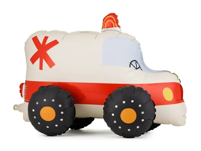 Ambulance Folie Ballon Wit Rood Leeg 68cm