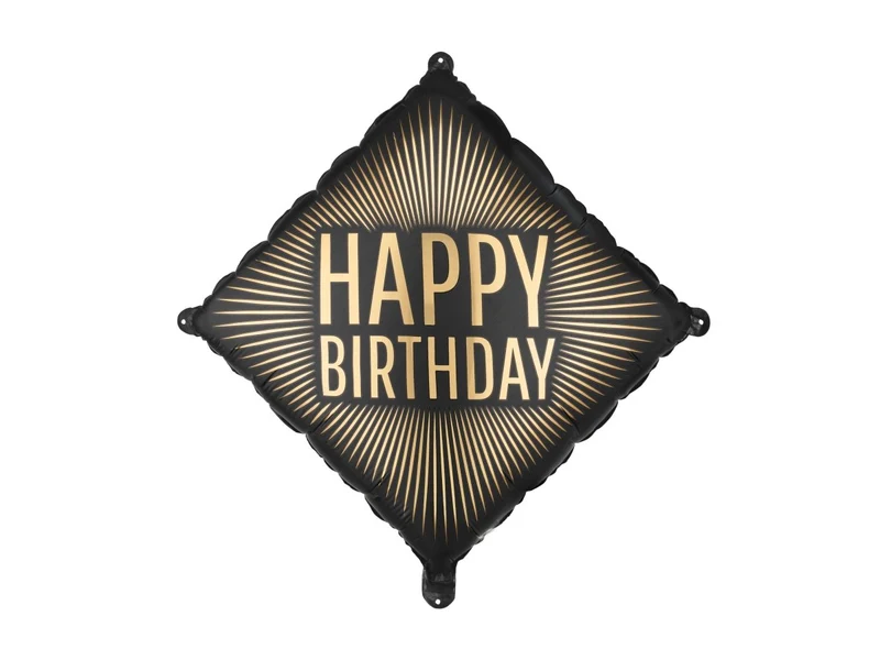 Happy Birthday Folie Ballon Zwart Goud Leeg 46cm