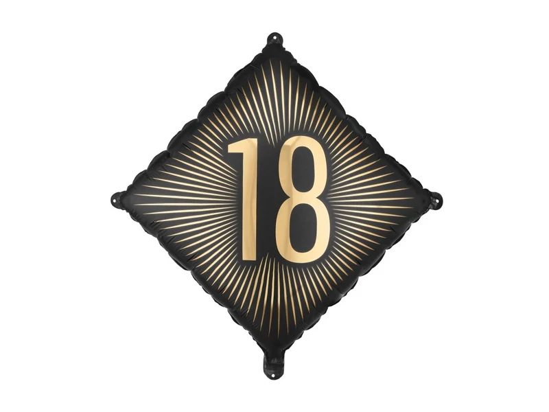 18 Jaar Folie Ballon Zwart Goud Leeg 46cm