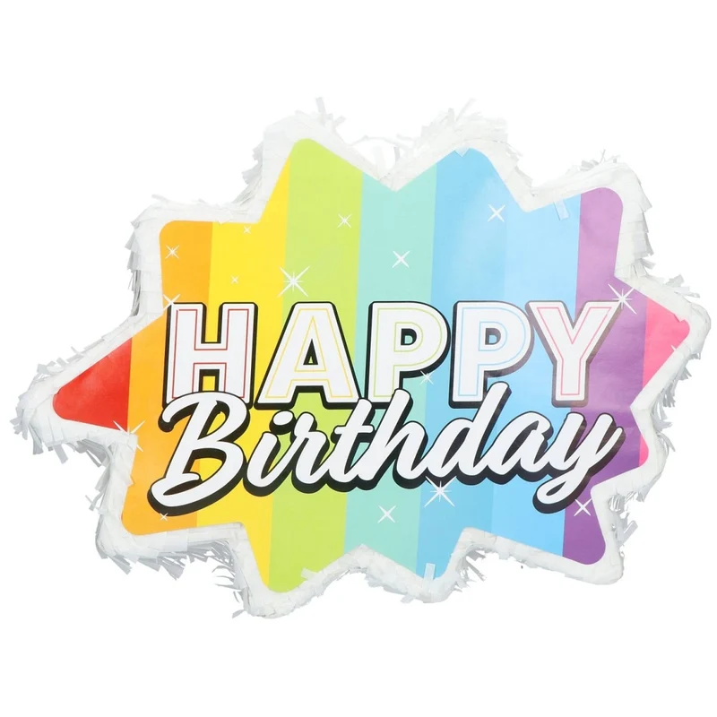 Happy Birthday Pinata Regenboog Stervorm 38cm