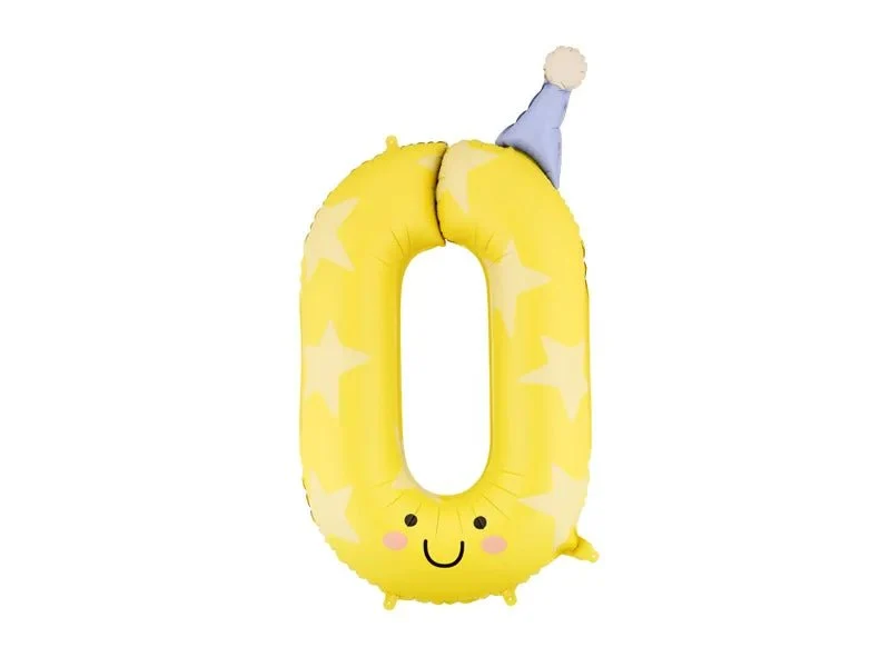 0 Jaar Cijfer Ballon Geel Leeg 86cm