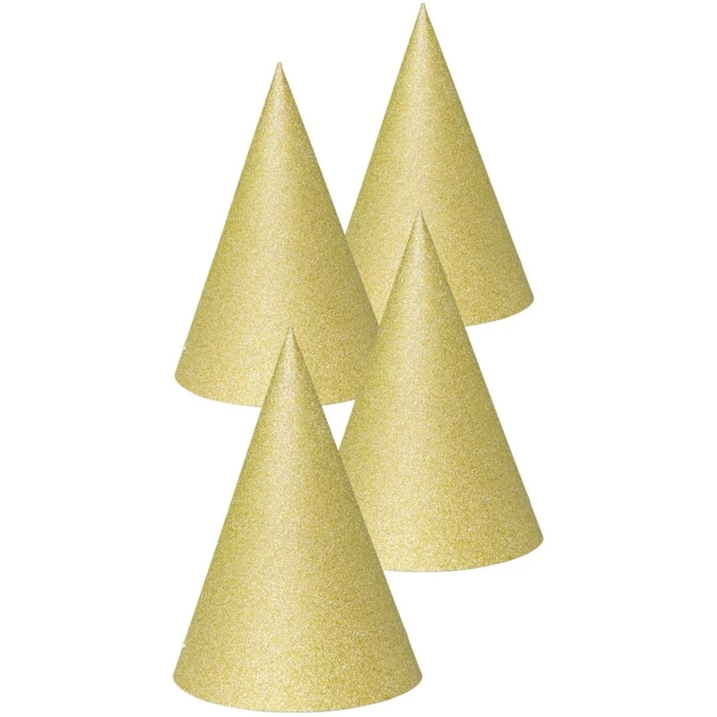 Gouden Feesthoedjes 16cm 4st