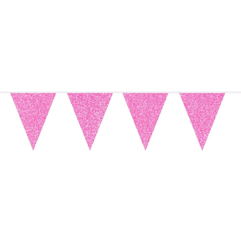 Roze Glitter Vlaggenlijn - 6 meter
