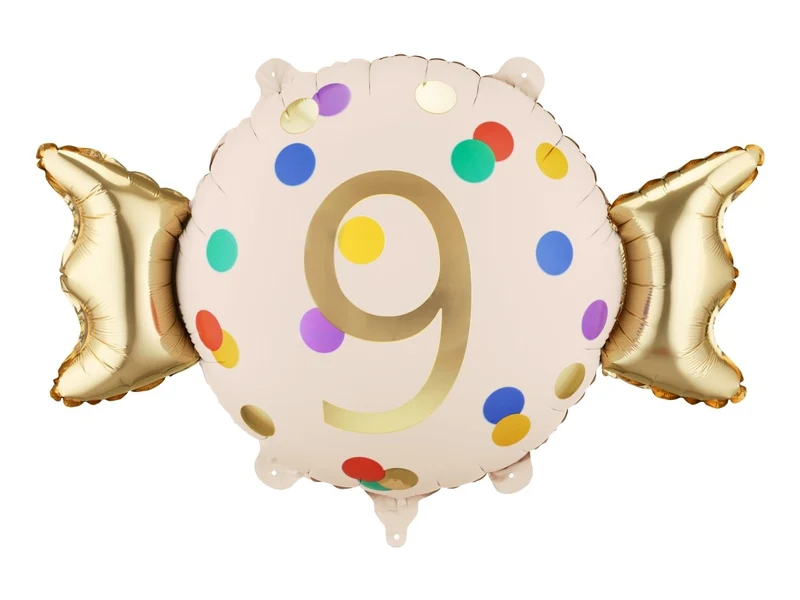 9 Jaar Folie Ballon Goud Snoep Leeg 61cm