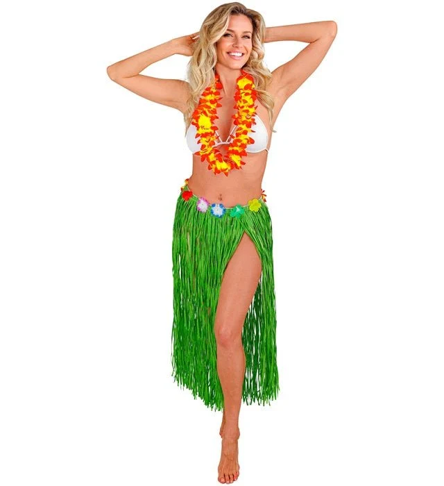 Hawaii Rok Groen Met Bloemenriem 80cm