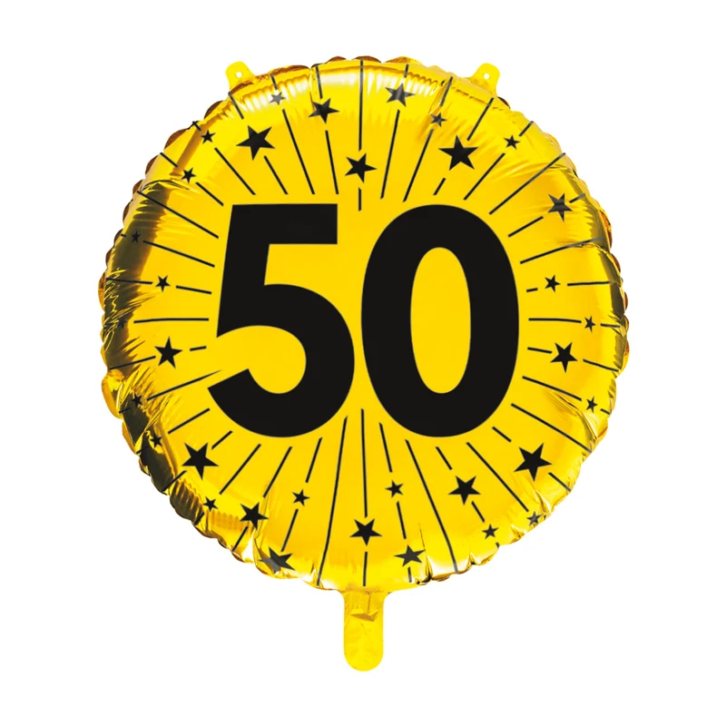 50 Jaar Helium Ballon Goud Zwart Leeg 45cm